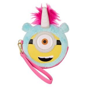 Loungefly Minions Fluffy Unicorn Exclusive Cosplay Plush Wristlet Wallet NWT